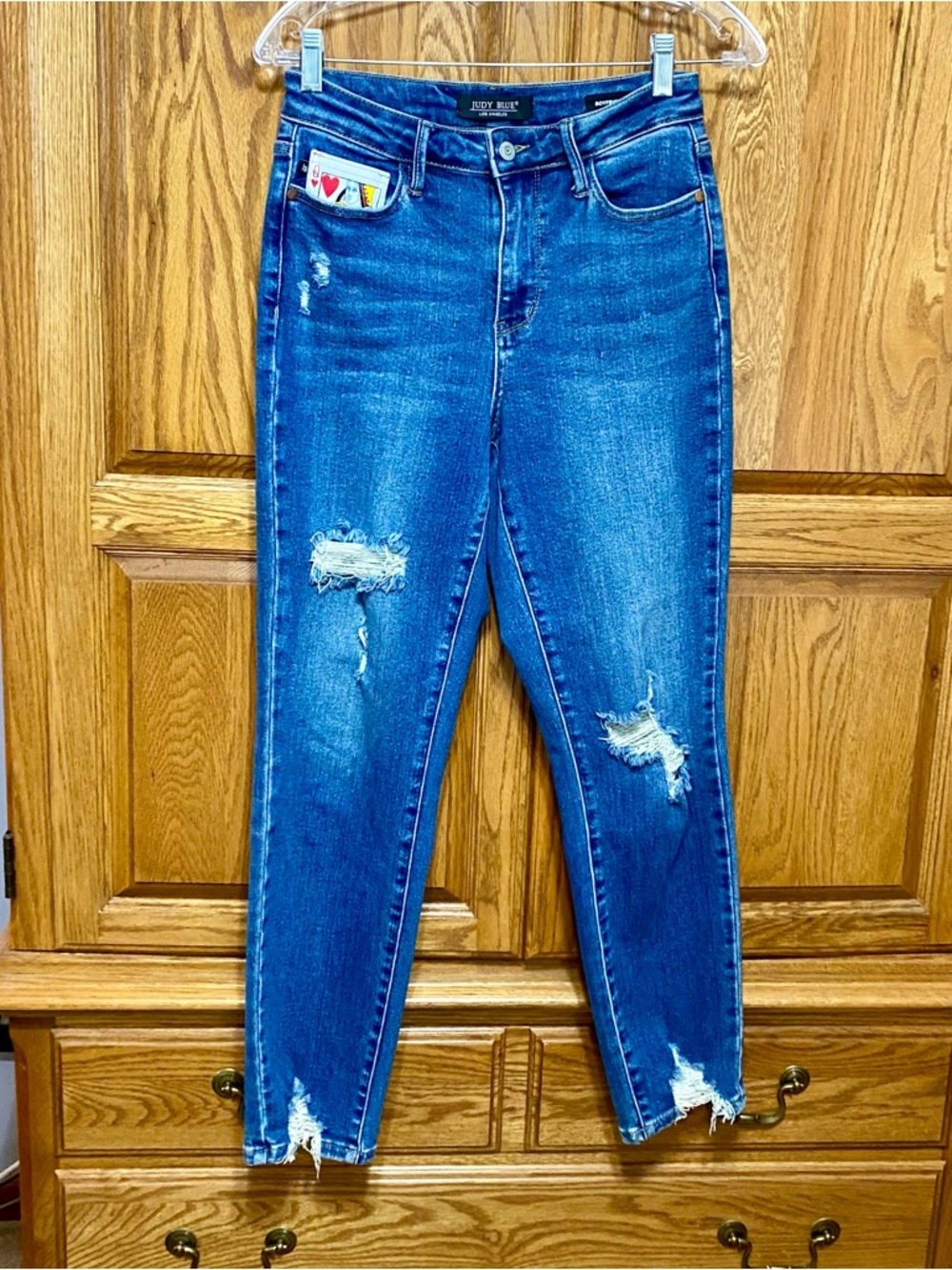 Judy Blue High Rise Distressed Boyfriend Jeans - Blue